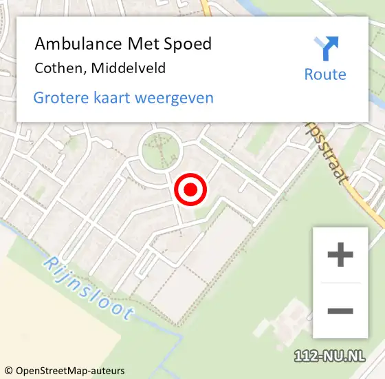 Locatie op kaart van de 112 melding: Ambulance Met Spoed Naar Cothen, Middelveld op 15 september 2017 05:57