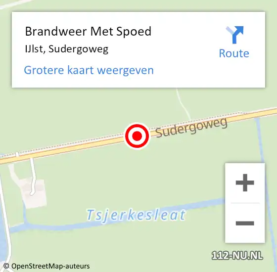 Locatie op kaart van de 112 melding: Brandweer Met Spoed Naar IJlst, Sudergoweg op 15 september 2017 05:59