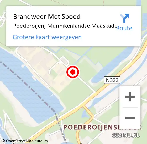 Locatie op kaart van de 112 melding: Brandweer Met Spoed Naar Poederoijen, Munnikenlandse Maaskade op 15 september 2017 06:50