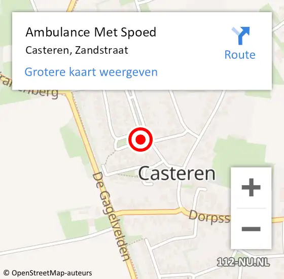 Locatie op kaart van de 112 melding: Ambulance Met Spoed Naar Casteren, Zandstraat op 15 september 2017 08:09