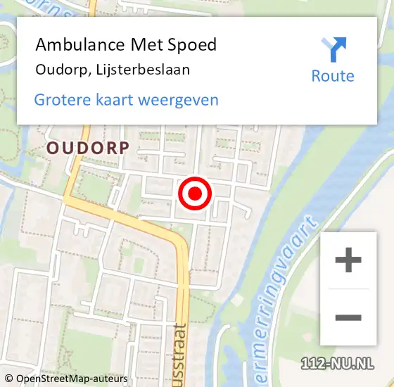 Locatie op kaart van de 112 melding: Ambulance Met Spoed Naar Oudorp, Lijsterbeslaan op 15 september 2017 08:39