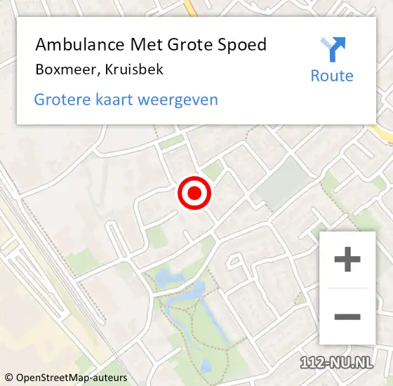 Locatie op kaart van de 112 melding: Ambulance Met Grote Spoed Naar Boxmeer, Kruisbek op 15 september 2017 09:28