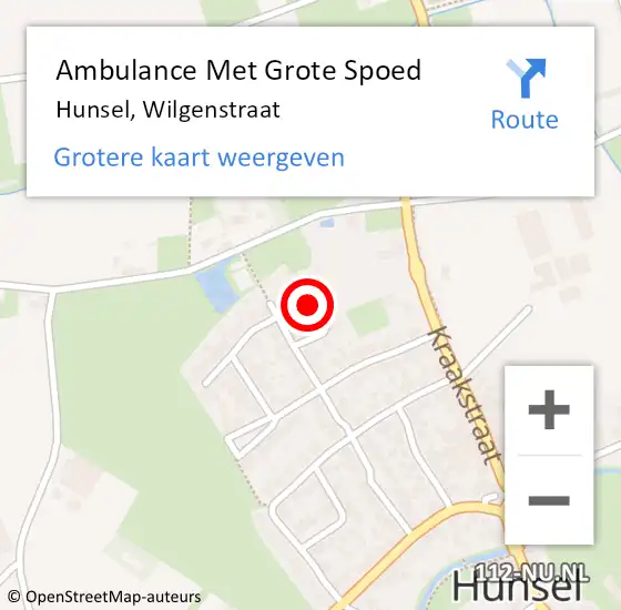 Locatie op kaart van de 112 melding: Ambulance Met Grote Spoed Naar Hunsel, Wilgenstraat op 1 februari 2014 16:56