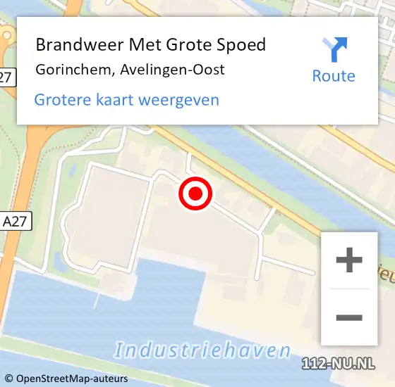 Locatie op kaart van de 112 melding: Brandweer Met Grote Spoed Naar Hardinxveld-Giessendam, Avelingen-Oost op 15 september 2017 10:01