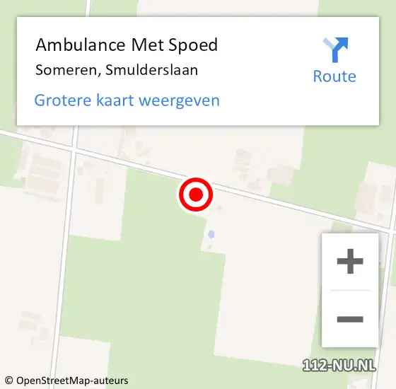 Locatie op kaart van de 112 melding: Ambulance Met Spoed Naar Someren, Smulderslaan op 15 september 2017 10:12