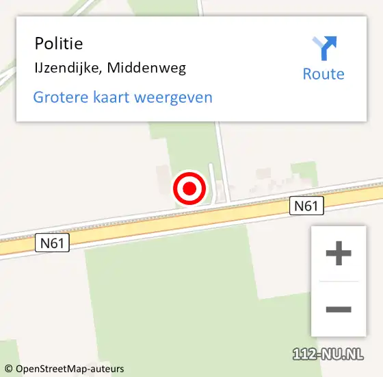 Locatie op kaart van de 112 melding: Politie IJzendijke, Middenweg op 15 september 2017 10:47