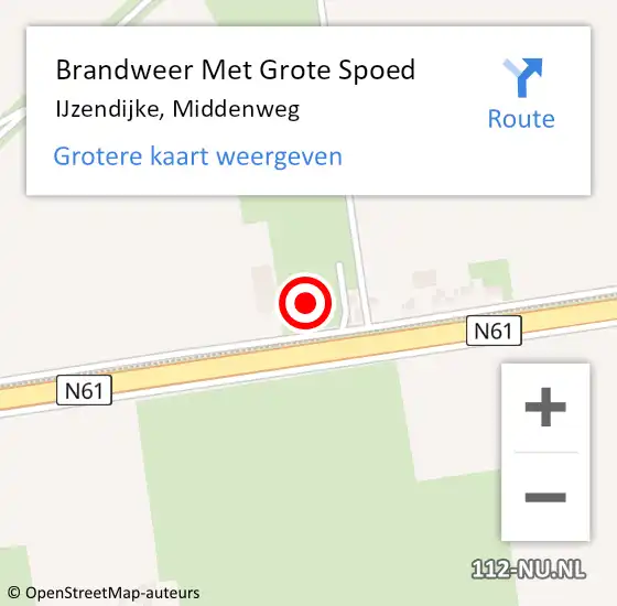 Locatie op kaart van de 112 melding: Brandweer Met Grote Spoed Naar IJzendijke, Middenweg op 15 september 2017 10:50