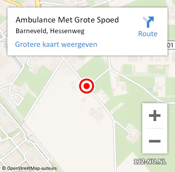 Locatie op kaart van de 112 melding: Ambulance Met Grote Spoed Naar Barneveld, Hessenweg op 1 februari 2014 17:14