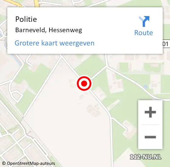 Locatie op kaart van de 112 melding: Politie Barneveld, Hessenweg op 1 februari 2014 17:15