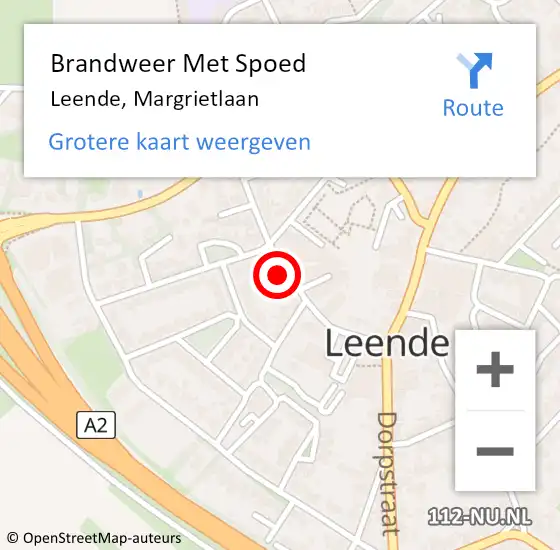 Locatie op kaart van de 112 melding: Brandweer Met Spoed Naar Leende, Margrietlaan op 15 september 2017 11:58