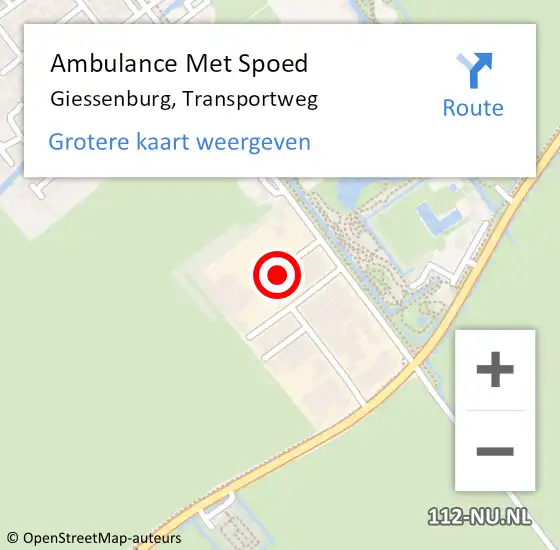 Locatie op kaart van de 112 melding: Ambulance Met Spoed Naar Giessenburg, Transportweg op 15 september 2017 11:58