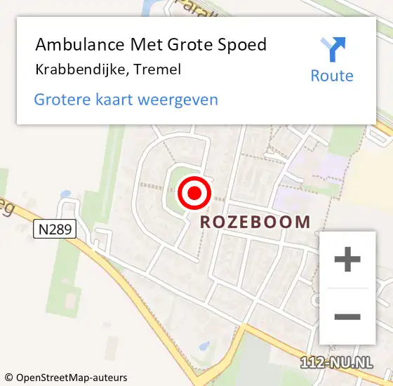 Locatie op kaart van de 112 melding: Ambulance Met Grote Spoed Naar Krabbendijke, Tremel op 15 september 2017 12:01