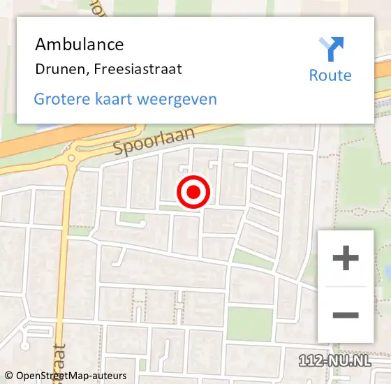 Locatie op kaart van de 112 melding: Ambulance Drunen, Freesiastraat op 15 september 2017 12:05