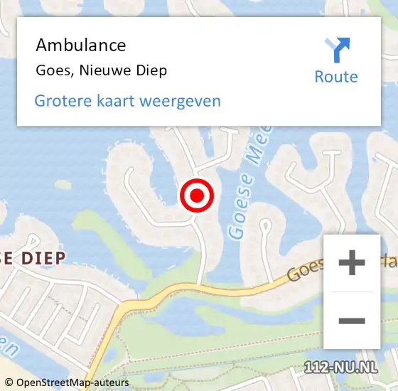 Locatie op kaart van de 112 melding: Ambulance Goes, Nieuwe Diep op 15 september 2017 13:01
