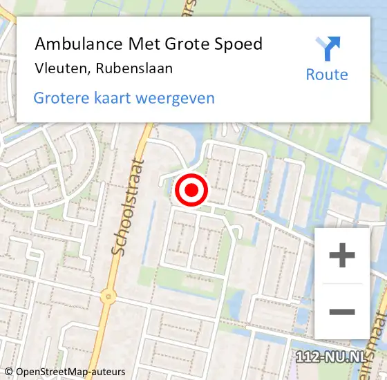 Locatie op kaart van de 112 melding: Ambulance Met Grote Spoed Naar Vleuten, Rubenslaan op 15 september 2017 13:05