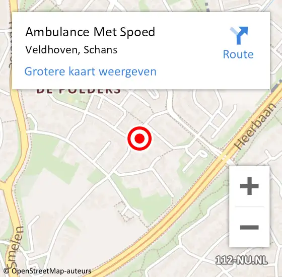 Locatie op kaart van de 112 melding: Ambulance Met Spoed Naar Veldhoven, Schans op 15 september 2017 13:56