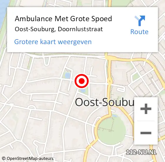 Locatie op kaart van de 112 melding: Ambulance Met Grote Spoed Naar Oost-Souburg, Doornluststraat op 15 september 2017 13:56