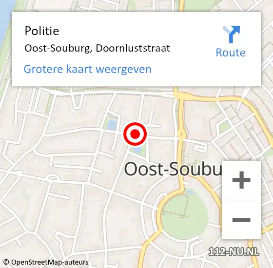 Locatie op kaart van de 112 melding: Politie Oost-Souburg, Doornluststraat op 15 september 2017 13:56