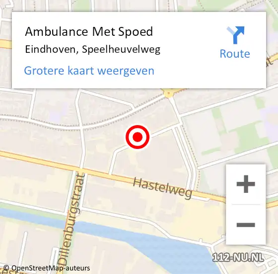 Locatie op kaart van de 112 melding: Ambulance Met Spoed Naar Eindhoven, Speelheuvelweg op 15 september 2017 14:16