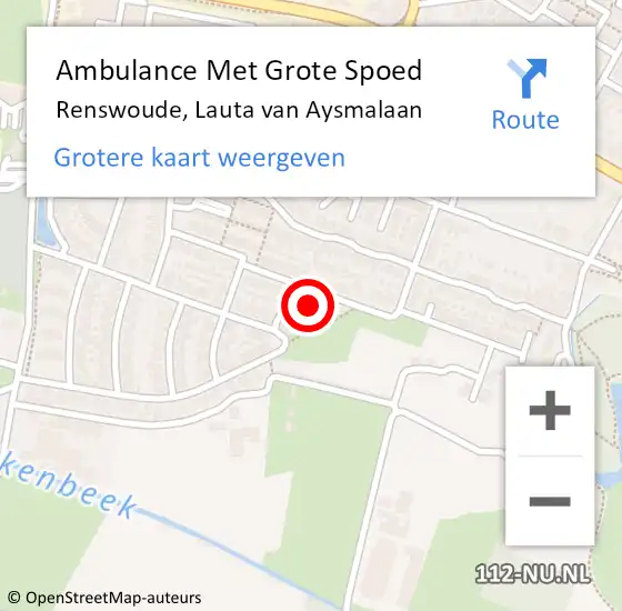 Locatie op kaart van de 112 melding: Ambulance Met Grote Spoed Naar Renswoude, Lauta van Aysmalaan op 15 september 2017 14:29