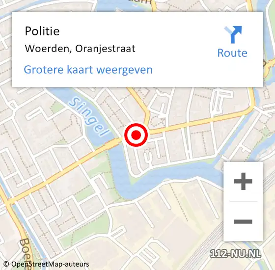 Locatie op kaart van de 112 melding: Politie Woerden, Oranjestraat op 15 september 2017 14:30