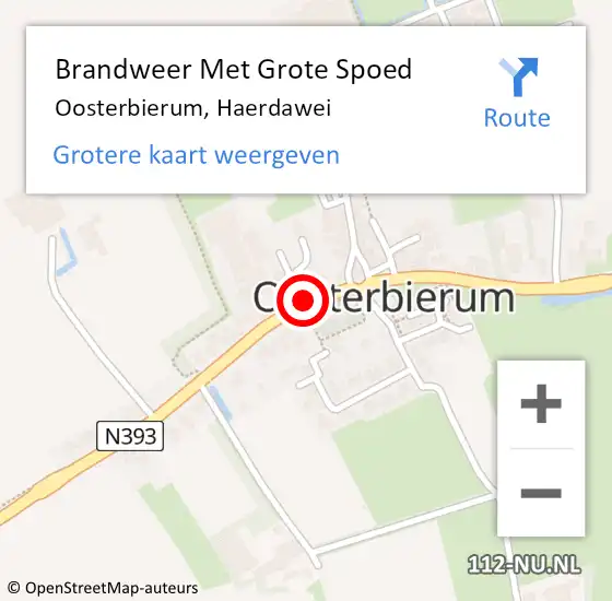 Locatie op kaart van de 112 melding: Brandweer Met Grote Spoed Naar Oosterbierum, Haerdawei op 15 september 2017 14:35