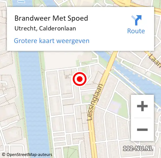 Locatie op kaart van de 112 melding: Brandweer Met Spoed Naar Utrecht, Calderonlaan op 15 september 2017 14:46