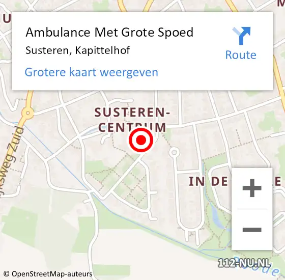 Locatie op kaart van de 112 melding: Ambulance Met Grote Spoed Naar Susteren, Kapittelhof op 15 september 2017 15:01