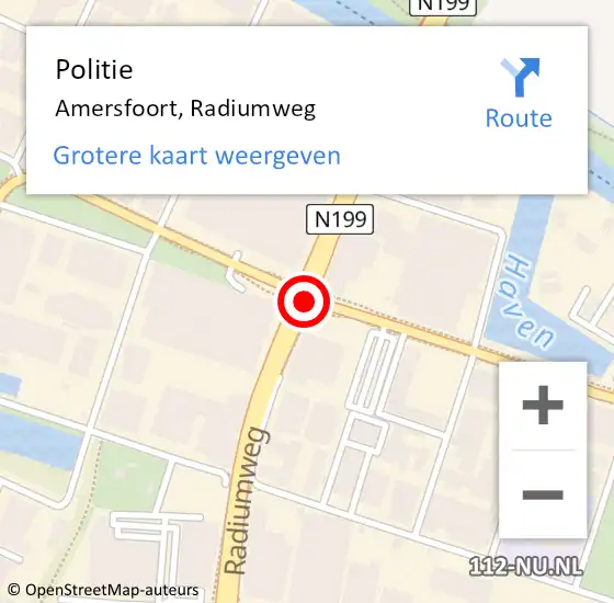 Locatie op kaart van de 112 melding: Politie Amersfoort, Radiumweg op 15 september 2017 15:22