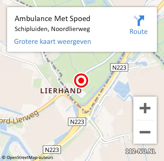 Locatie op kaart van de 112 melding: Ambulance Met Spoed Naar Schipluiden, Noordlierweg op 15 september 2017 15:23