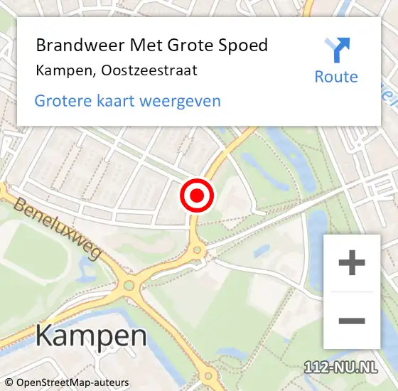 Locatie op kaart van de 112 melding: Brandweer Met Grote Spoed Naar Kampen, Oostzeestraat op 15 september 2017 15:44