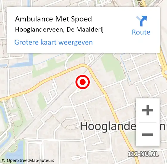 Locatie op kaart van de 112 melding: Ambulance Met Spoed Naar Hooglanderveen, De Maalderij op 15 september 2017 15:48