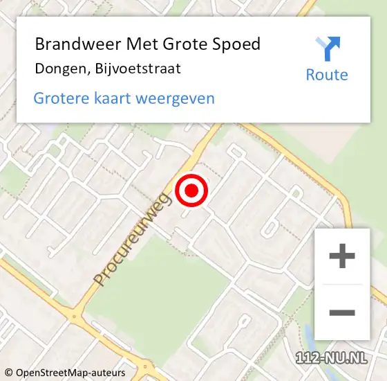 Locatie op kaart van de 112 melding: Brandweer Met Grote Spoed Naar Dongen, Bijvoetstraat op 1 februari 2014 17:54