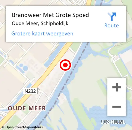 Locatie op kaart van de 112 melding: Brandweer Met Grote Spoed Naar Oude Meer, Schipholdijk op 15 september 2017 16:23