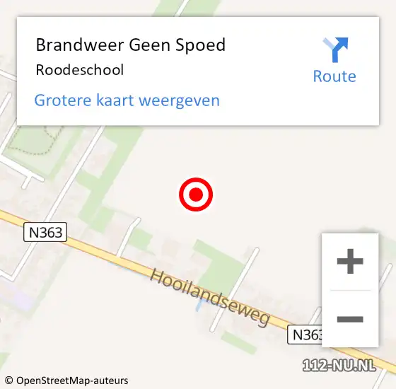 Locatie op kaart van de 112 melding: Brandweer Geen Spoed Naar Roodeschool op 15 september 2017 16:53