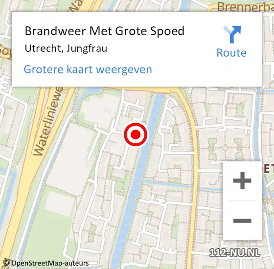 Locatie op kaart van de 112 melding: Brandweer Met Grote Spoed Naar Utrecht, Jungfrau op 15 september 2017 16:54