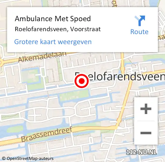 Locatie op kaart van de 112 melding: Ambulance Met Spoed Naar Roelofarendsveen, Voorstraat op 15 september 2017 17:02