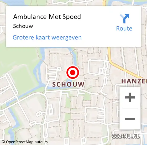 Locatie op kaart van de 112 melding: Ambulance Met Spoed Naar Schouw op 15 september 2017 17:11