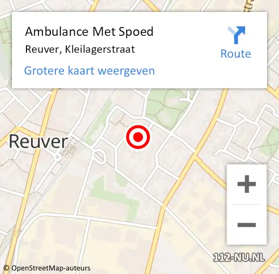 Locatie op kaart van de 112 melding: Ambulance Met Spoed Naar Reuver, Kleilagerstraat op 15 september 2017 17:17