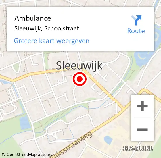 Locatie op kaart van de 112 melding: Ambulance Sleeuwijk, Schoolstraat op 15 september 2017 17:23