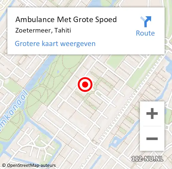 Locatie op kaart van de 112 melding: Ambulance Met Grote Spoed Naar Zoetermeer, Tahiti op 15 september 2017 18:15