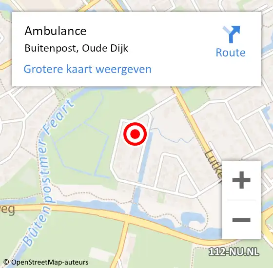 Locatie op kaart van de 112 melding: Ambulance Buitenpost, Oude Dijk op 15 september 2017 19:31