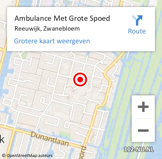 Locatie op kaart van de 112 melding: Ambulance Met Grote Spoed Naar Reeuwijk, Zwanebloem op 15 september 2017 19:32