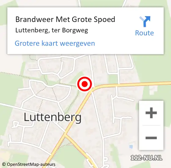 Locatie op kaart van de 112 melding: Brandweer Met Grote Spoed Naar Luttenberg, ter Borgweg op 15 september 2017 20:43