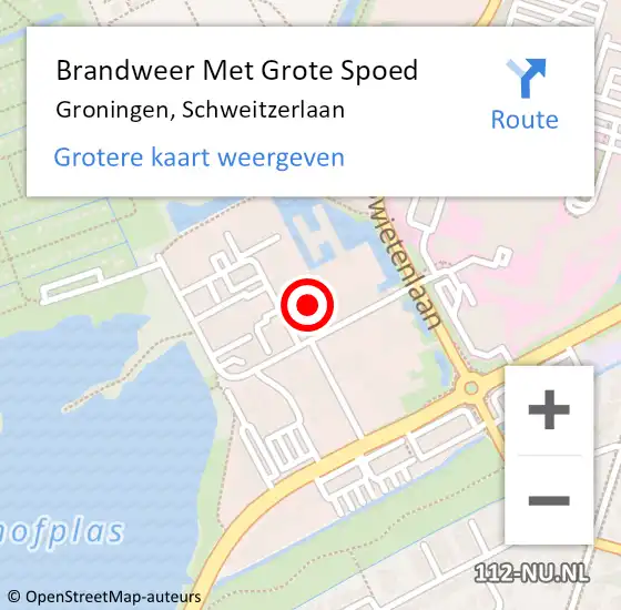 Locatie op kaart van de 112 melding: Brandweer Met Grote Spoed Naar Groningen, Schweitzerlaan op 15 september 2017 20:47