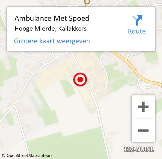 Locatie op kaart van de 112 melding: Ambulance Met Spoed Naar Hooge Mierde, Kailakkers op 15 september 2017 21:07