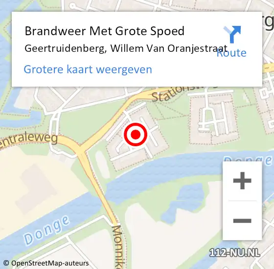 Locatie op kaart van de 112 melding: Brandweer Met Grote Spoed Naar Geertruidenberg, Willem Van Oranjestraat op 15 september 2017 21:10