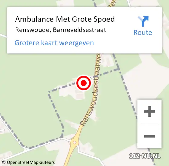 Locatie op kaart van de 112 melding: Ambulance Met Grote Spoed Naar Renswoude, Barneveldsestraat op 15 september 2017 21:20