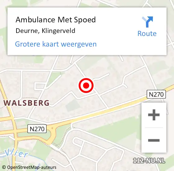 Locatie op kaart van de 112 melding: Ambulance Met Spoed Naar Deurne, Klingerveld op 15 september 2017 21:23