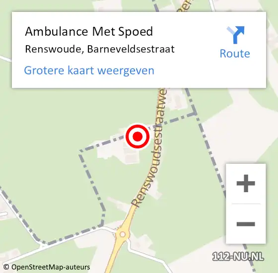 Locatie op kaart van de 112 melding: Ambulance Met Spoed Naar Renswoude, Barneveldsestraat op 15 september 2017 21:36